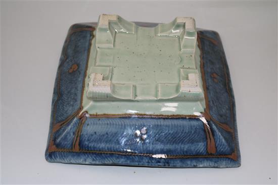 A David Frith jar and a similar square dish, jar 32.5cm, dish 30.5cm